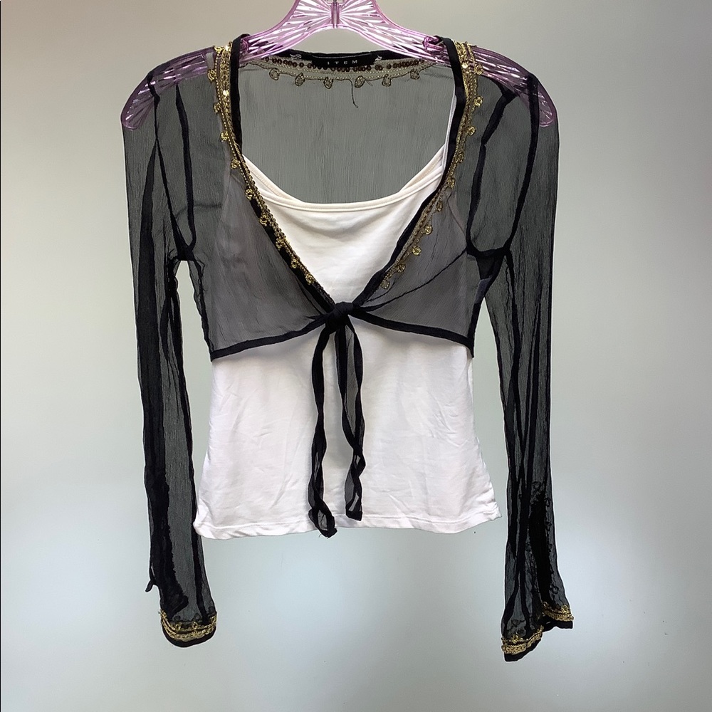Black Sheer Bolero-Style Sequin Top